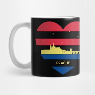 Czech Republic Skyline cityscape Heart Birds Flying Prague Mug